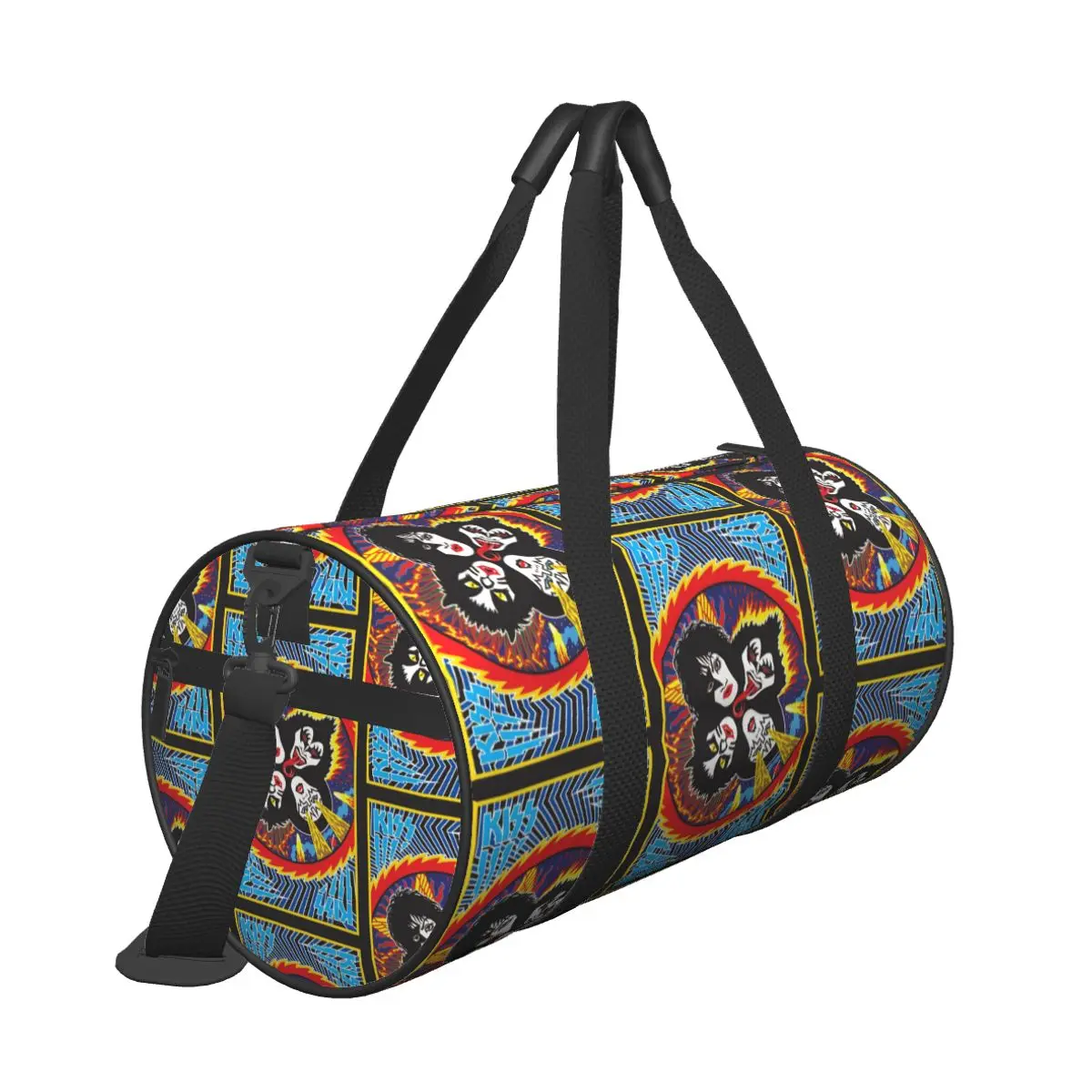 Gym Bag Kiss Band Sports Bag with Shoes Vintage Est.1974 Fan Music Fanart Couple Weekend  Handbag Novelty Training Fitness Bag