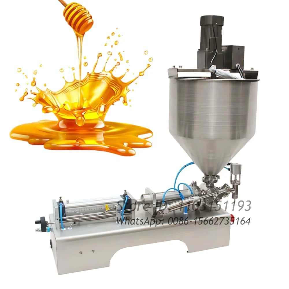 Máquina de llenado neumática para líquidos, pastas, agua mineral, salsas pequeñas, miel, mermelada, mantequilla de cacahuete y sésamo, con dosificación cuantitativa.