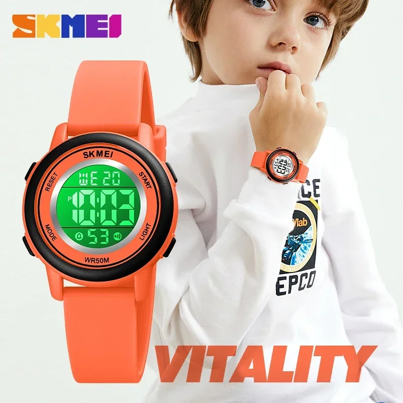 SKMEI-Montre-bracelet numérique pour enfants, étanche, alarme colorée, LED, sport, garçons, filles, enfants, 1721