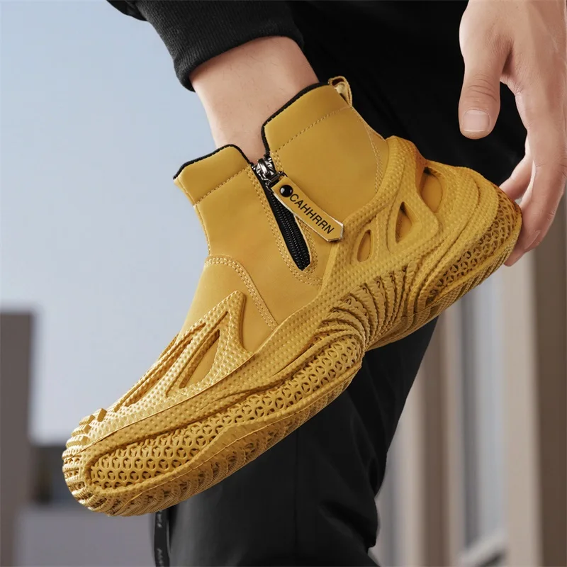 

Men Tactical Boots with Straps for Combat Training Waterproof Straps Breathable Multifunctional Motorcycle Outdoor Hiking Shoes