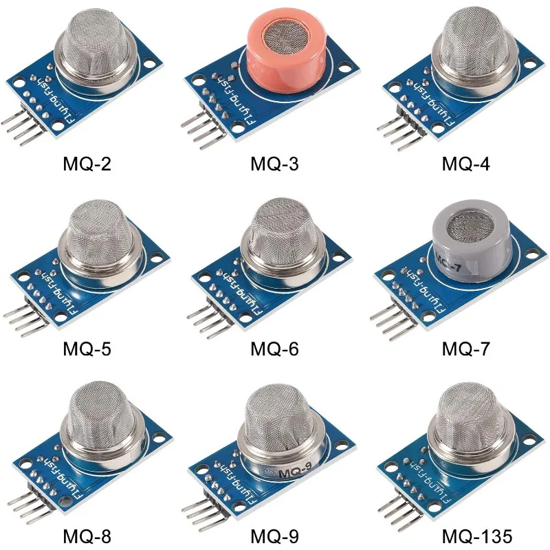9Types Gas Detection Sensor Module MQ-2/3 MQ-4 MQ-5 MQ-6 MQ-7 MQ-8 MQ-9 MQ-135 Sensor Module Gas Sensor Starter Kit for Arduino