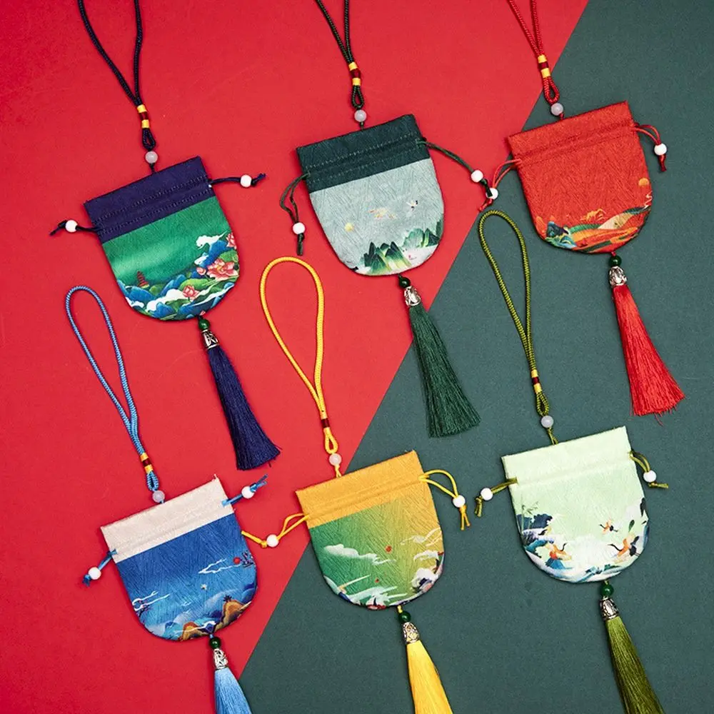 Drawstring Cloth Necklaces Case Flower Hanging Decoration Purse Pouch Empty Sachet Women Jewelry Bag Chinese Style Storage Bag