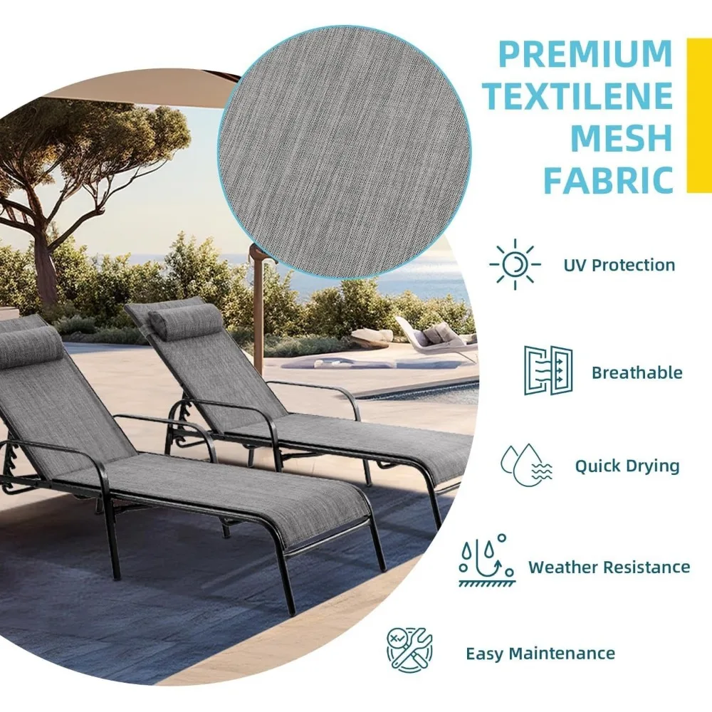 مجموعة كراسي صالة خارجية مطورة مقاومة للماء، أثاث فناء مكون من قطعتين مع مسند ظهر قابل للتعديل #4