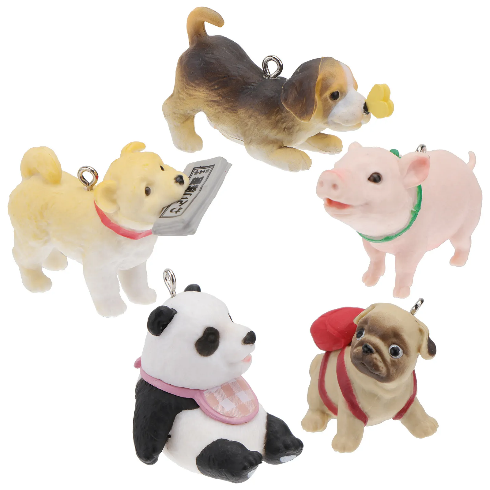5Pcs Animal Key Ring Accessory Resin DIY Pendant Material Random Color Keychain Decor Perfect Gift DIY Earrings