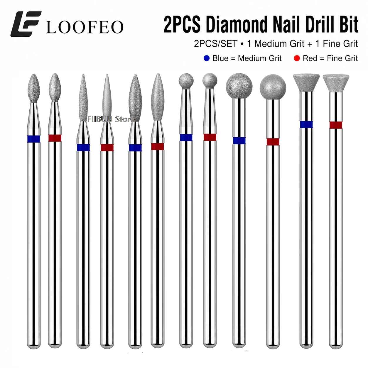 2PCS Diamond Nail Drill Bit Set Milling Cutter for Manicure E-file Drill Bits Nail File for Gel Polish Removal Cuticle Cleaning