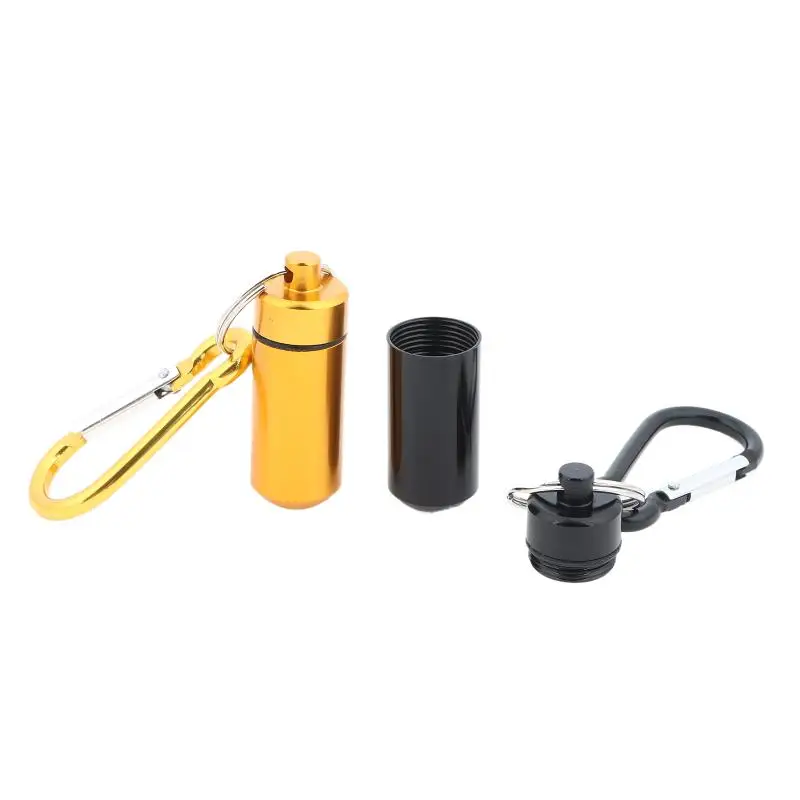 Mini Waterproof Aluminum Portable Pill Box Dustproof Pill Case for Vitamins Earplugs Fish Oils Keychain Camping Accessory