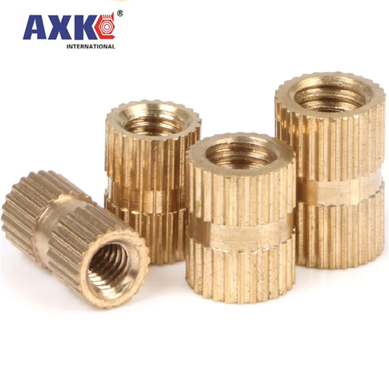 MeaccelerThread-Écrou d'insertion mométrage en laiton pur, colonne de forme ronde, moulage par injection, Nutsert, cuivre massif, 50X, M2, M2.5, M3, OD 3.5, 4, 5mm