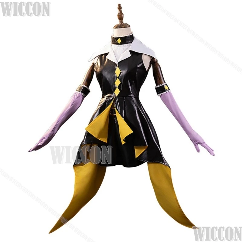 Tsukiyomi Utau Dark Jewel Anime Shugo Chara Costume Cosplay donne Sexy vestito nero Prop parrucca dorata Holloween Party RolePlay Suit