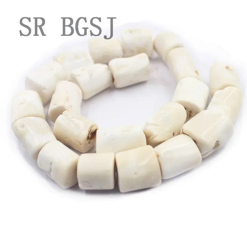 100% Real Freeform Column White Natural Coral Jewelry Making Beads Strand 15\