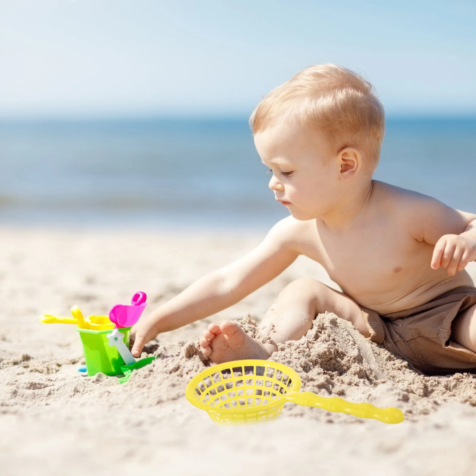 10 pçs mini praia colher net redes de pesca de plástico duro brinquedos de banho adolescentes brinquedos de água acessórios de areia piscina ferramentas divertidas redes de praia
