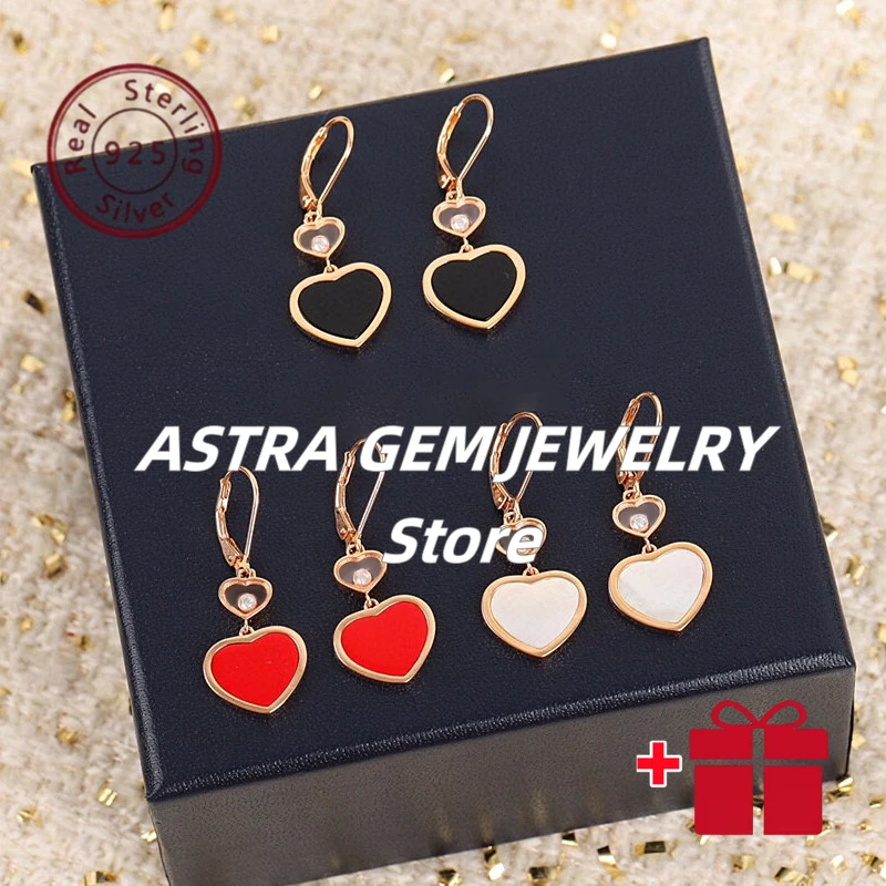 

High-quality 925 silver single-set diamond mother-of-pearl heart stud earring. Daily Party Multi-functional Jewelry-Women's Gift