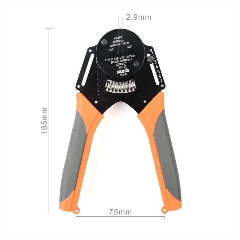 Imagem -02 - Crimping Plier Clamp Tools Terminal Cabo Crimper Aviação Ferramentas Manuais Solid Barrel Pins Plug Spring Iwd12 16 20 22 Awg 1pc