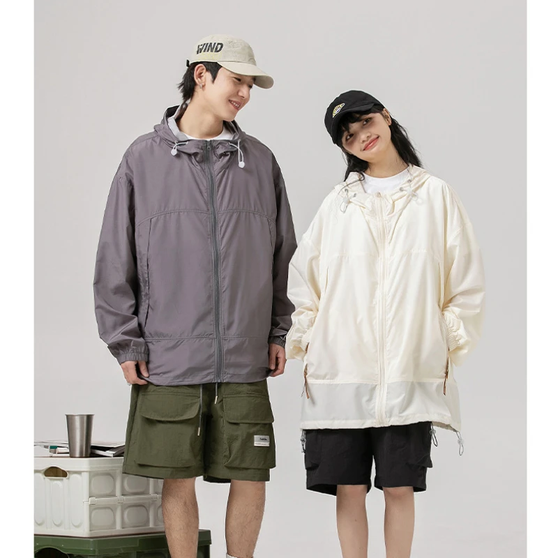 

Hooded sun protection suit thin couple ice silk jacket sun protection men clothing