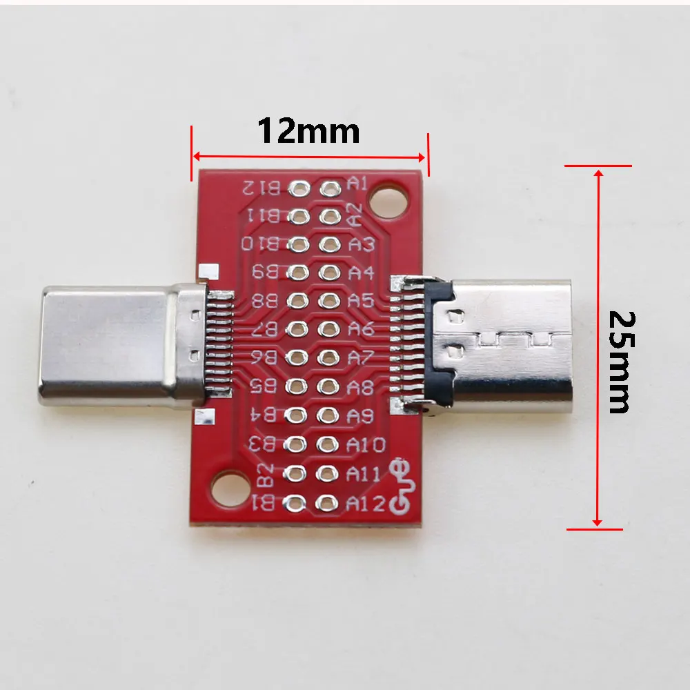 

1PC Type-C Male to Female USB 3.1 Test PCB Board Adapter USB-C 24P 2.54mm Connector Socket Plug