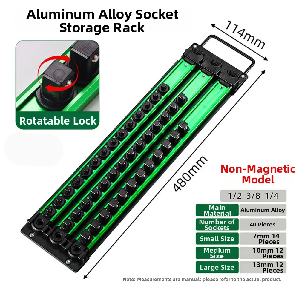 

3pcs For Tool Box Non-Magnetic Socket Organizer Set 1/2 1/4 3/8 Aluminum Alloy Socket Storage Rack Heavy Duty Socket Holder