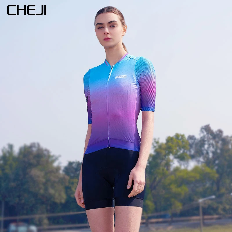 CHEJI Cycling Jerseys Women\'s Cycling Jersey Summer Short Sleeve Top High Quality Fabric Quick Drying  Sports Breathable Summer