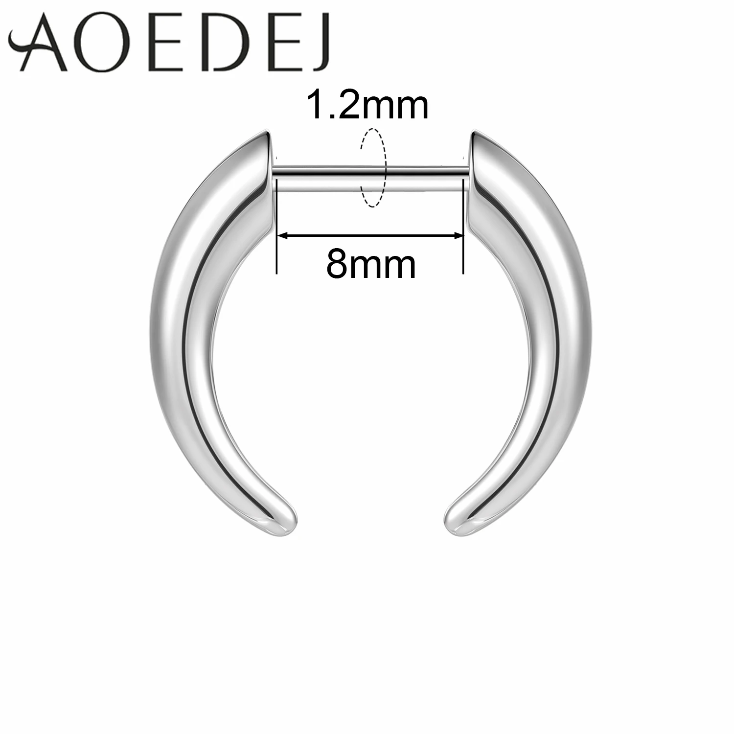 AOEDEJ 1 PC 16G Plug-In-Stil Edelstahl Nasenringe Damen Herren Septum Ring Spike Ox Horn Große Messgeräte Körperpiercings 8/10 MM