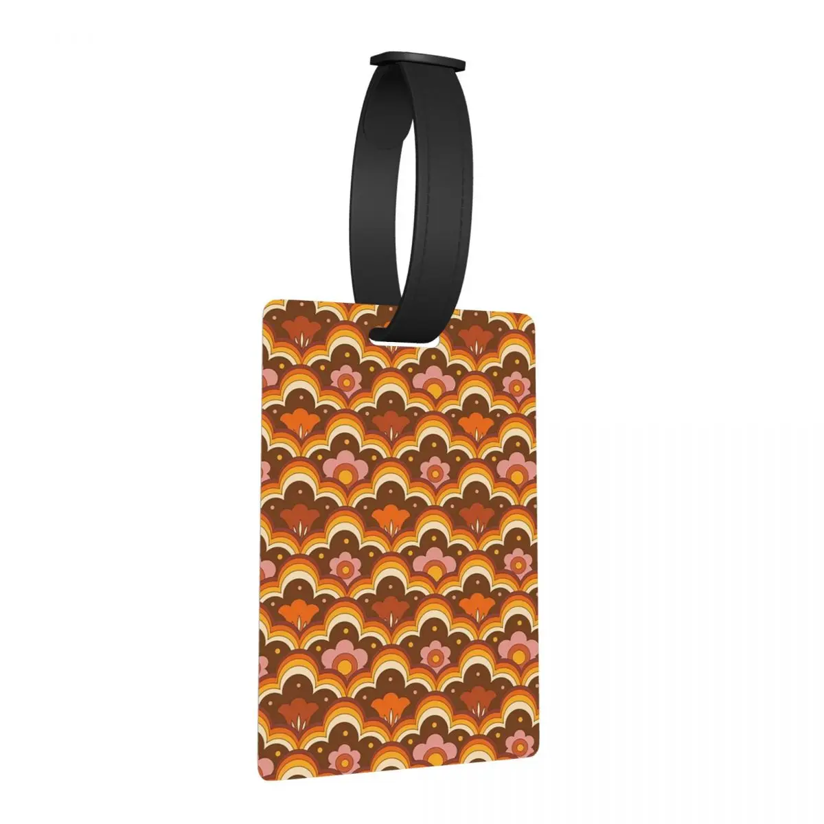 

70s 60s Retro Psychedelic Flower Power, Floral Pattern Luggage Tags Suitcase Baggage Boarding Tag Label Holder ID Name Address