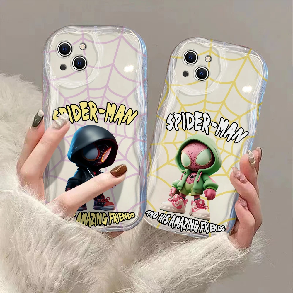 Cartoon Fashion Dressed Spider3D Wave Case For iPhone 15 14 13 12 11 Pro Max Mini X XR XSMAX 8 7 6S Plus Soft Silicone Cover-Man