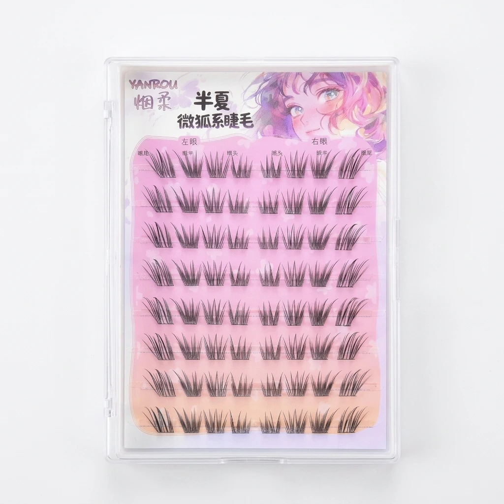 Fox-Series False Eyelashes Smoke-Gray Gradient Natural Curling Lightweight Comfortable for Daily Use