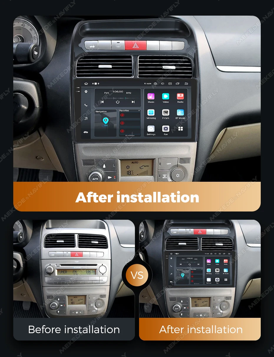 Snapdragon 665 Android 14 For Fiat Grande Punto Linea 2007-2012 Wireless Carplay Car Multimedia Player GPS RDS Auto Radio Stereo