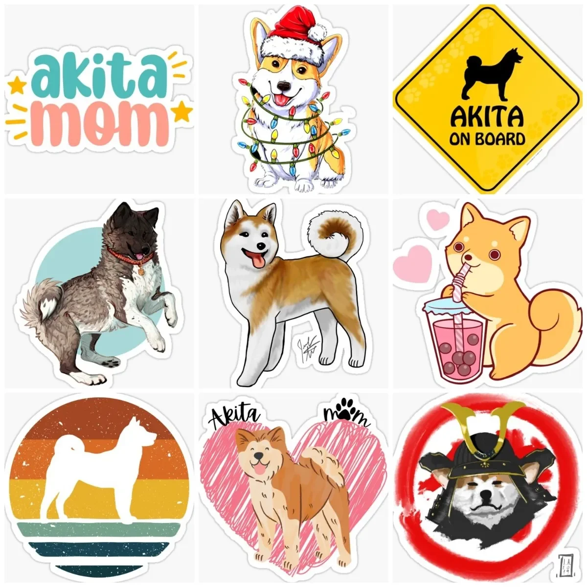 

Akita Dog Pets Cute Catoon Sticker Motorcycle Camper Van Bicycle Window Wall Laptop Car Truck Glass Helmet Door Room PVC Decal