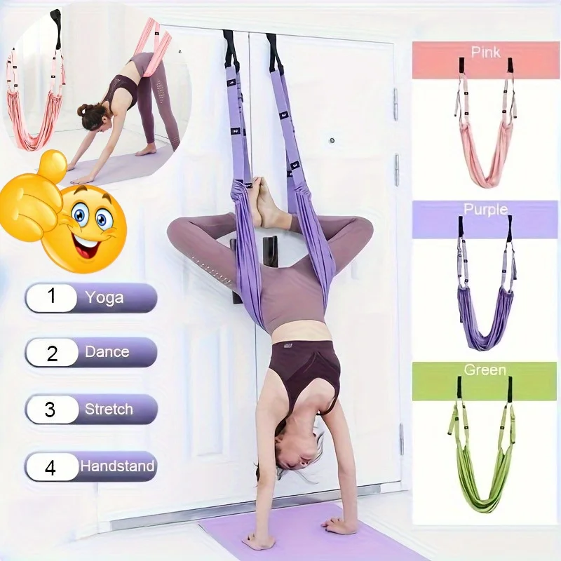 

For Handstande Aerial Yoga Hanging Rope Yoga Elastic Stretch Strap Pilates Fitness Training Band Door Hanging Yoga Belts Hammock
