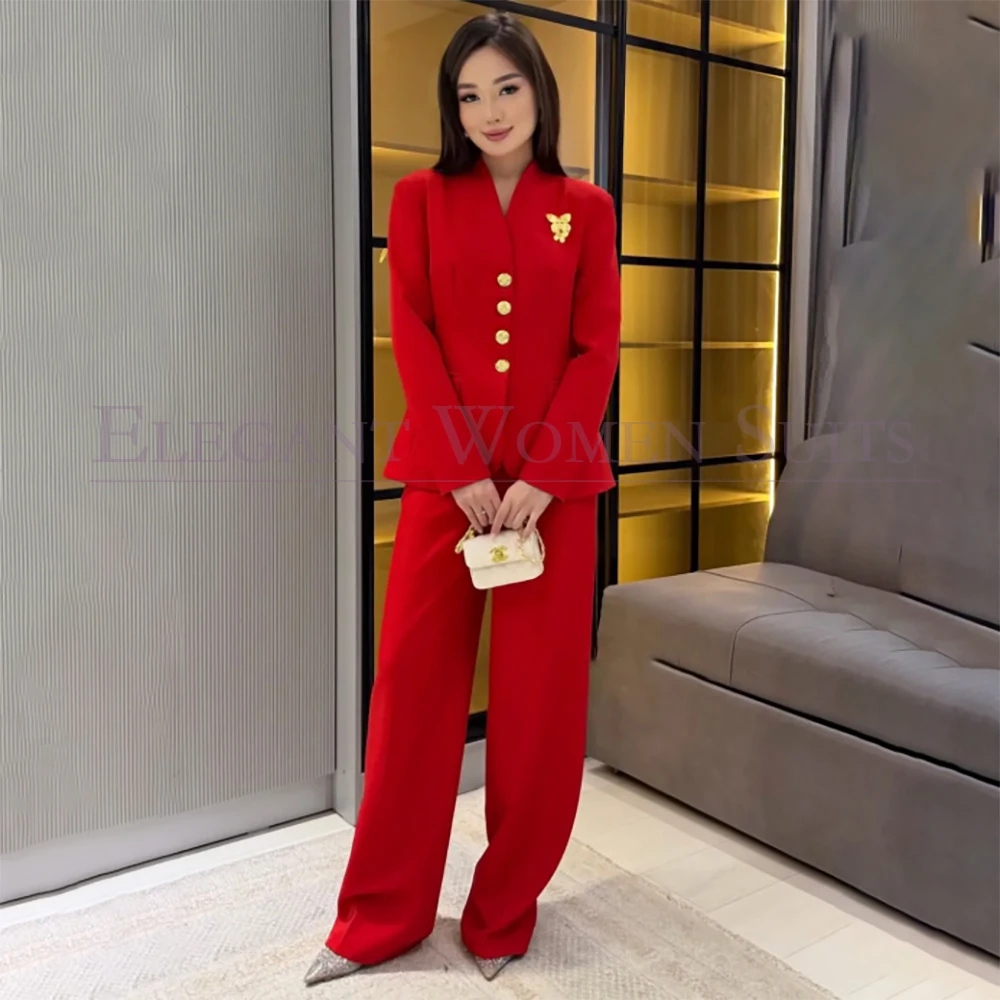 

Bespoke Women's Suits High Quality Single Breasted Regular Fit Blazer Fashion 2 Piece Jacket Pants Sets Office Lady Outfits