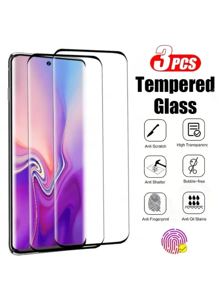 3 Stück gebogenes gehärtetes Glas für Samsung Galaxy S22 S20 S23 S24 Ultra S21 S10 Displayschutzfolie für Samsung Note 20 10 S10 S9 Plus