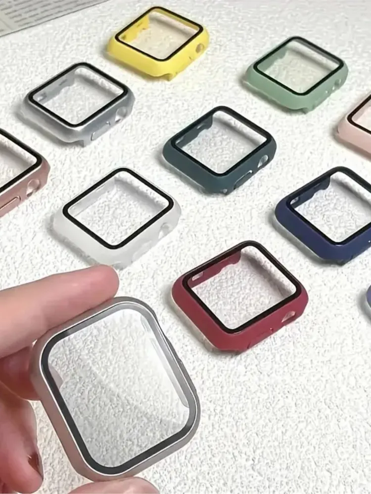 Glas abdeckung für Apple Uhrengehäuse 44mm 40mm 45mm 41mm 42mm 38mm Correa Displays chutz folie iwatch Serie 9 8 7 se 3 Gehäuse zubehör