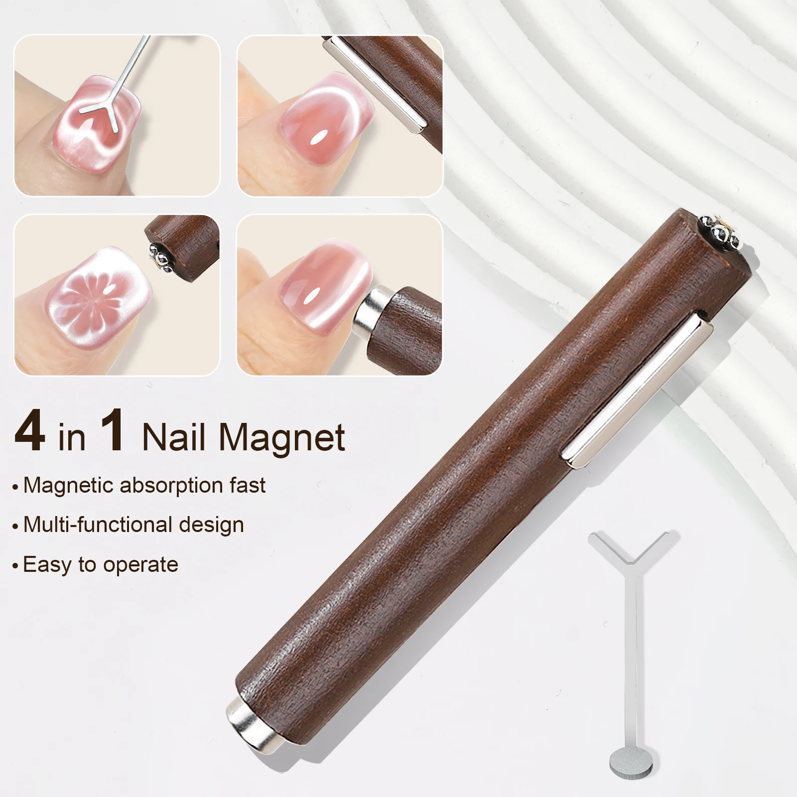 2 個の 3-in-1 多機能マグネット、ラブマグネット付き、超強力な磁力、マニキュアライン効果に適したネイルアートツール