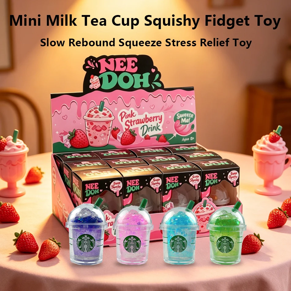 Cute Iced Coffee Cup Squishy Fidget Toy Colorful Soft Squeeze Need Doh Stress Relief Toys Mini Drink Cup Decompression Toy