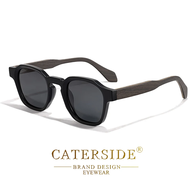 CATERSIDE Vintage Herren Polarisierte Sonnenbrille Luxusmarken-Design Massivholz-Bügel Sonnenbrillen für Damen Fahren Party Urlaub Brillen – Detail 8