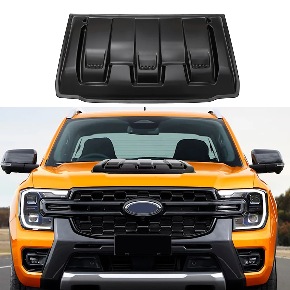 Bonnet Scoop Hood Vent Cover For Ford Ranger T9 Raptoe 2022 2023 ABS Black Bonnet Scoop Hood For Everest 2022 2023