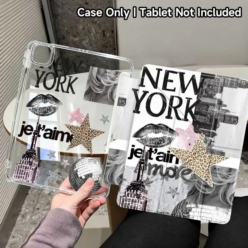 Y-fold stand protective shell for iPad A16 10/11th generation, iPad 10.2, Mini 6/7, Air 7/6/5/4, transparent acrylic back panel