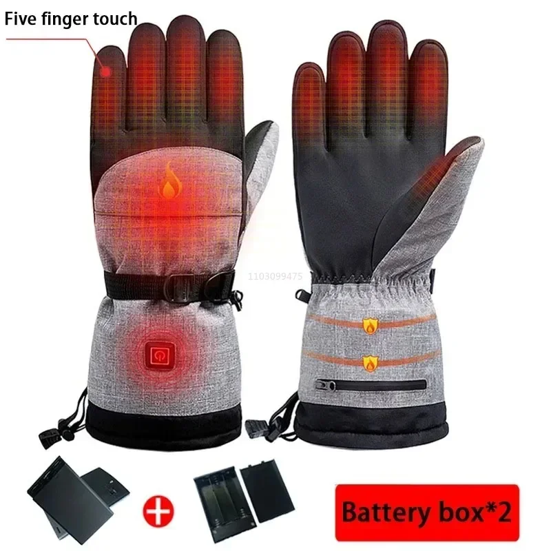 Winter Unisex Heated Skiing Gloves Battery Case Electric USB Charging Heating Gloves Outdoor Warm Touch Screen Heated Gloves