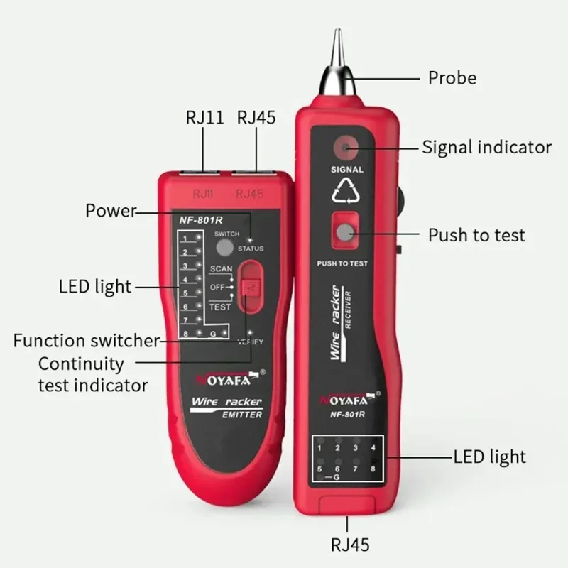 Noyafa NF-801R/B Network Finder Multi Functional Ethernet Cable Tester Wire Finder POE Live Line Patrol Instrument