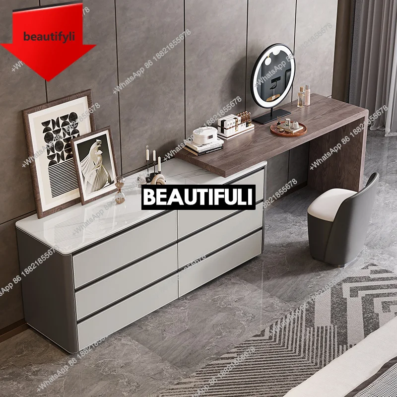 

X188 Комод, современный простой встроенный выдвижной седельный кожаный прикроватный шкаф из цельного дерева