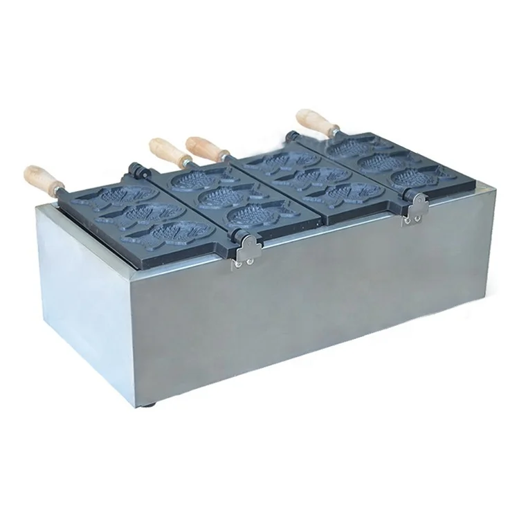Double Plate Fish Cake Making Unit, 3 Fish Mold, Stainless Steel Body, Mini Snack Processing Tool For Retail Shop