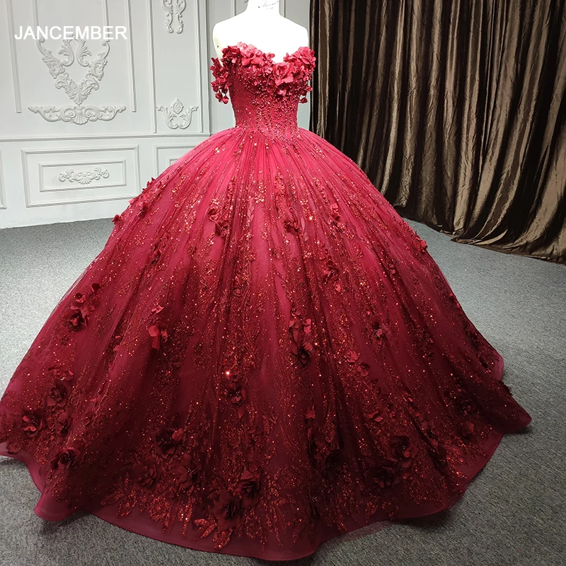 Quinceanera Dresses Ball Gown Sequined Vestidos De 15 Años 2023 Flowers Red Pearls Sweetheart Beading DY9853 Evening Party Dress