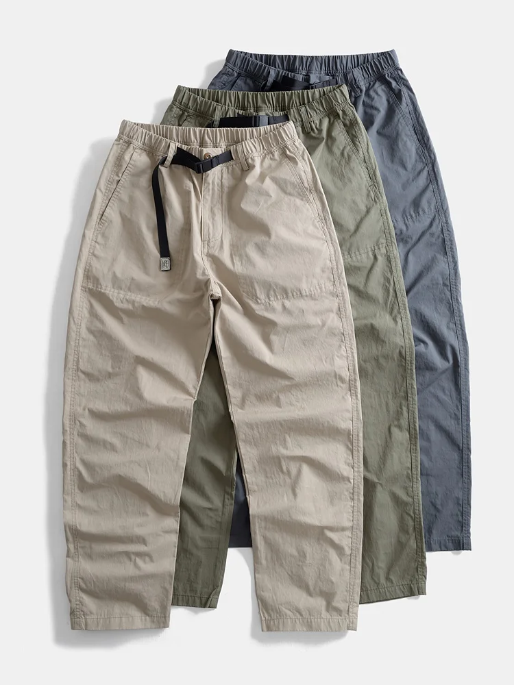 

Slim Fit Summer Men's Casual Pants Wide Leg Workwear Trousers Loose Elastic Waist Old Dad Loose Long Pants Japanese Retro Style