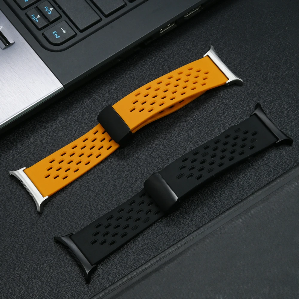 سوار رياضي من السيليكون لساعة سامسونج جالاكسي ، حزام مغناطيسي ، بدون ثغرات سوار ذو نهاية منحنية ، 47