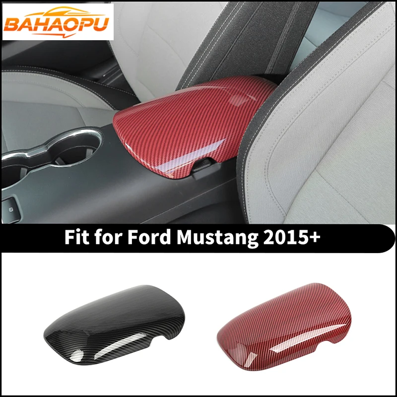 

BAHAOPU Carbon Fiber Look Car Center Console Armrest Box Decoration Cover Fit For Ford Mustang 2015 Up,Auto Interior Accessories