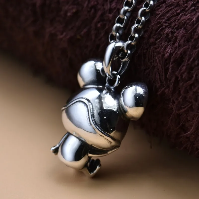 Genuine S925 Sterling Silver Pendants for Women Men New Fashion Creative Vintage Casual Cute Frog Pure Argentum Punk Jewelry