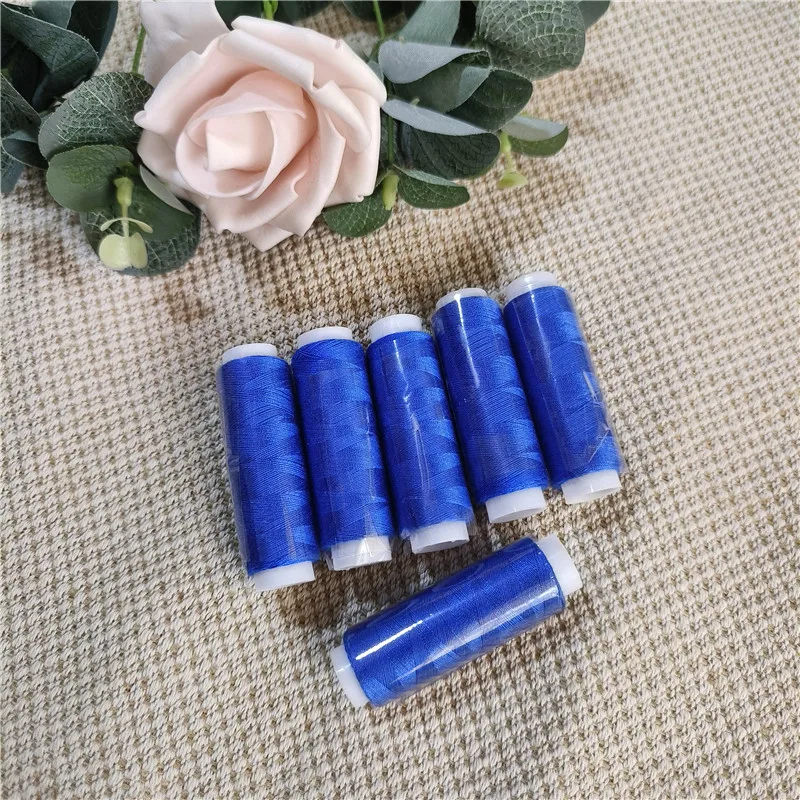 Blue sewing thread hand embroidery machine, 6 rolls per 200 yards household use, sewing tool kit