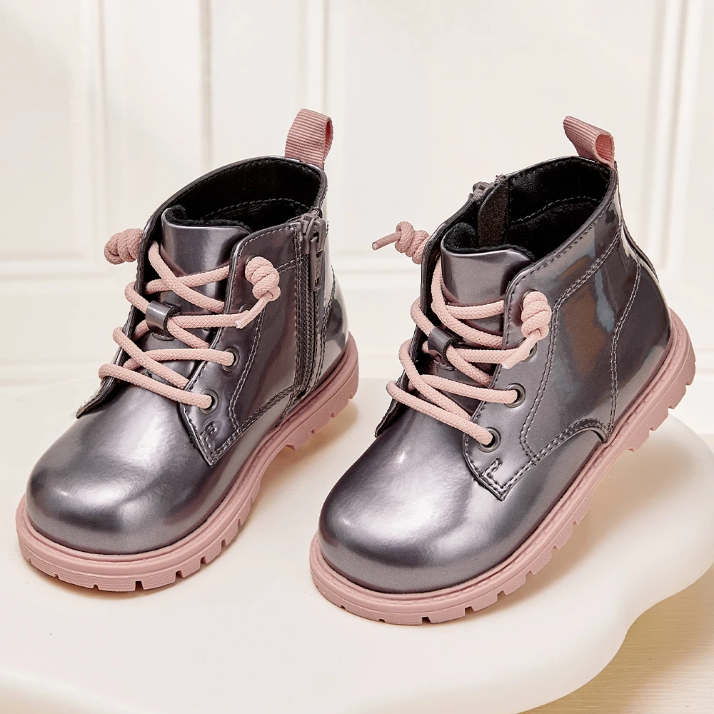 Dave Bella Girls' Winter Warm Boots Kids Velvet Plush Anti Slip Leather Shoes Baby Soft Baby Short Children Boots DB4264976