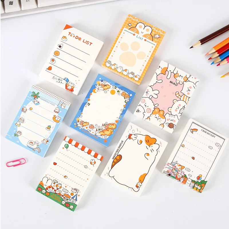 100 Sheets Colorful  Cut  Rabbit  Memo Sticky Note Paper Daily To Do It Check List Paperlaria School Stationery