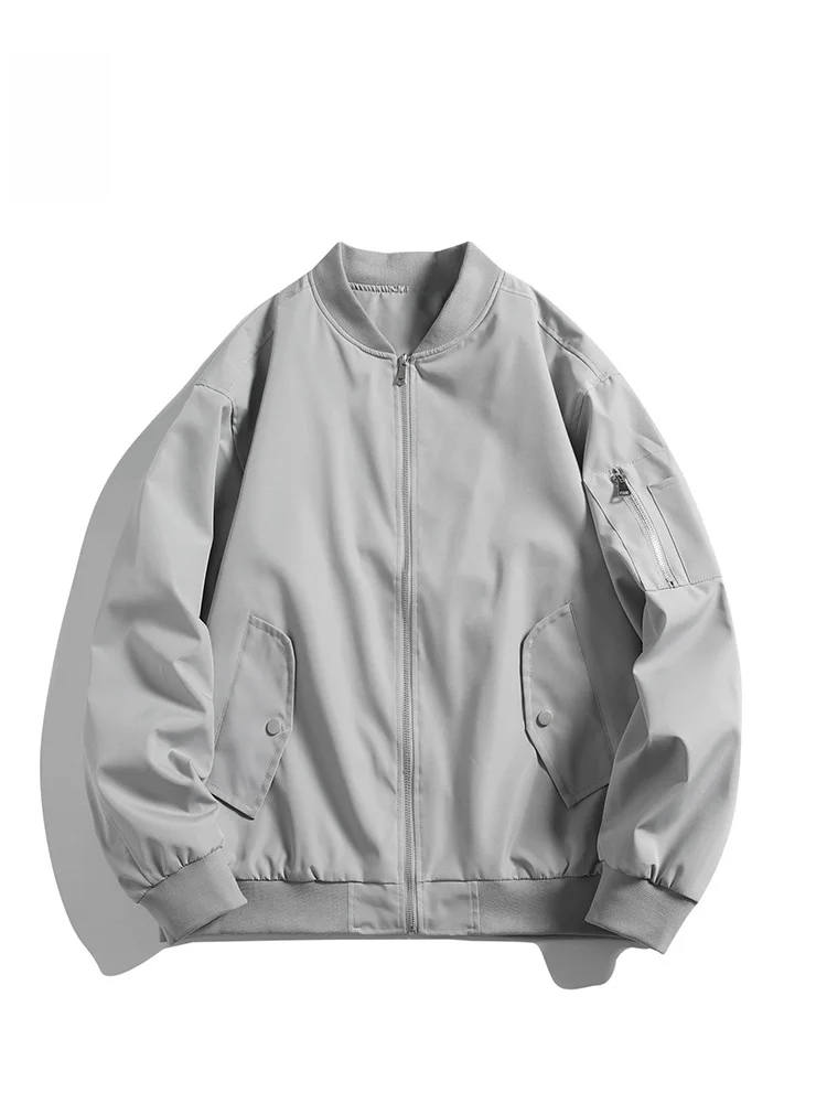 

Rampo New American Pure Color Design Baseball Jaet Loose ex Faionable Workwear Coat Youth ular Autumn Outerwear