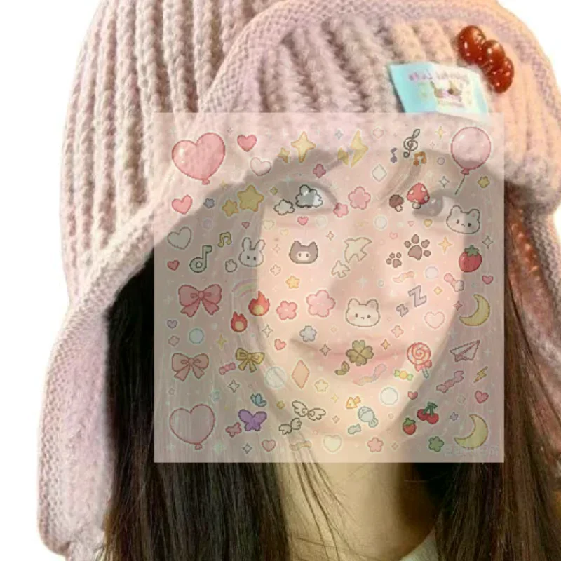 Warm Cozy Knitted Ear Flap Hat Cute Cherry Decor Perfect For Winter Outdoor Wear Women Teen Girls