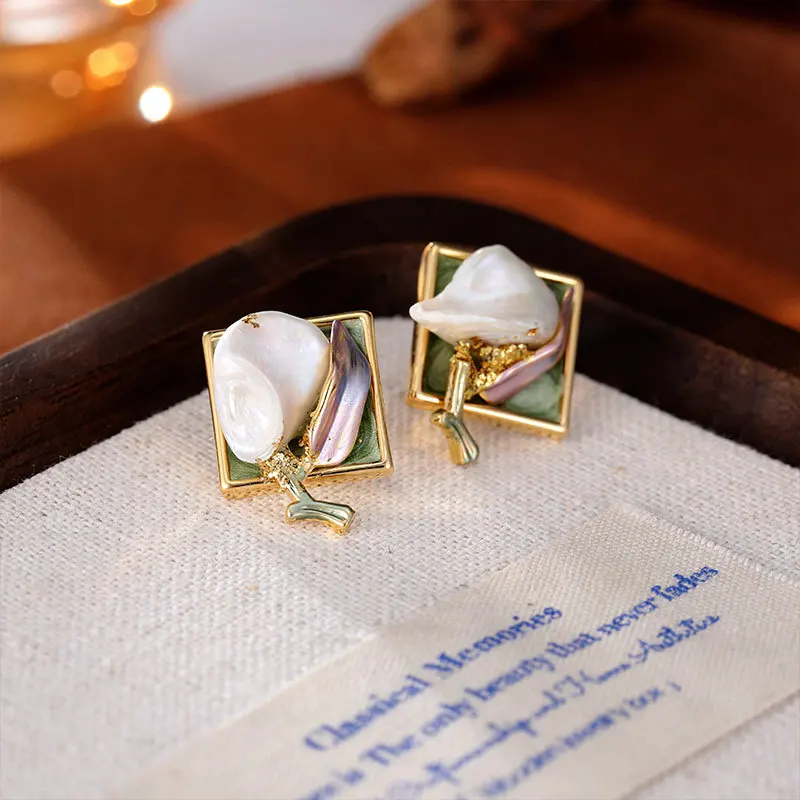 أقراط كلاسيكية من لؤلؤ المياه العذبة الطبيعية للنساء، مضادة للحساسية، ذهب عيار 14 قيراط، عصرية وخفيفة فاخرة